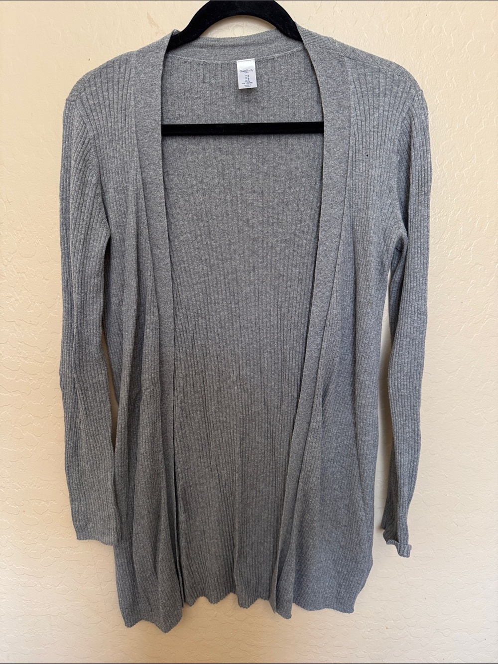 Lightweight Gray Ribbed Open-Front Women's Cardigan